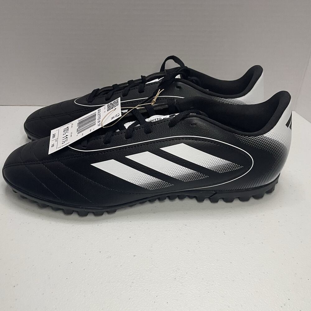 Adidas Mens Siz 10.5 Turf Cleats NEW OPEN Goletto IX TF Core Black White IH0083